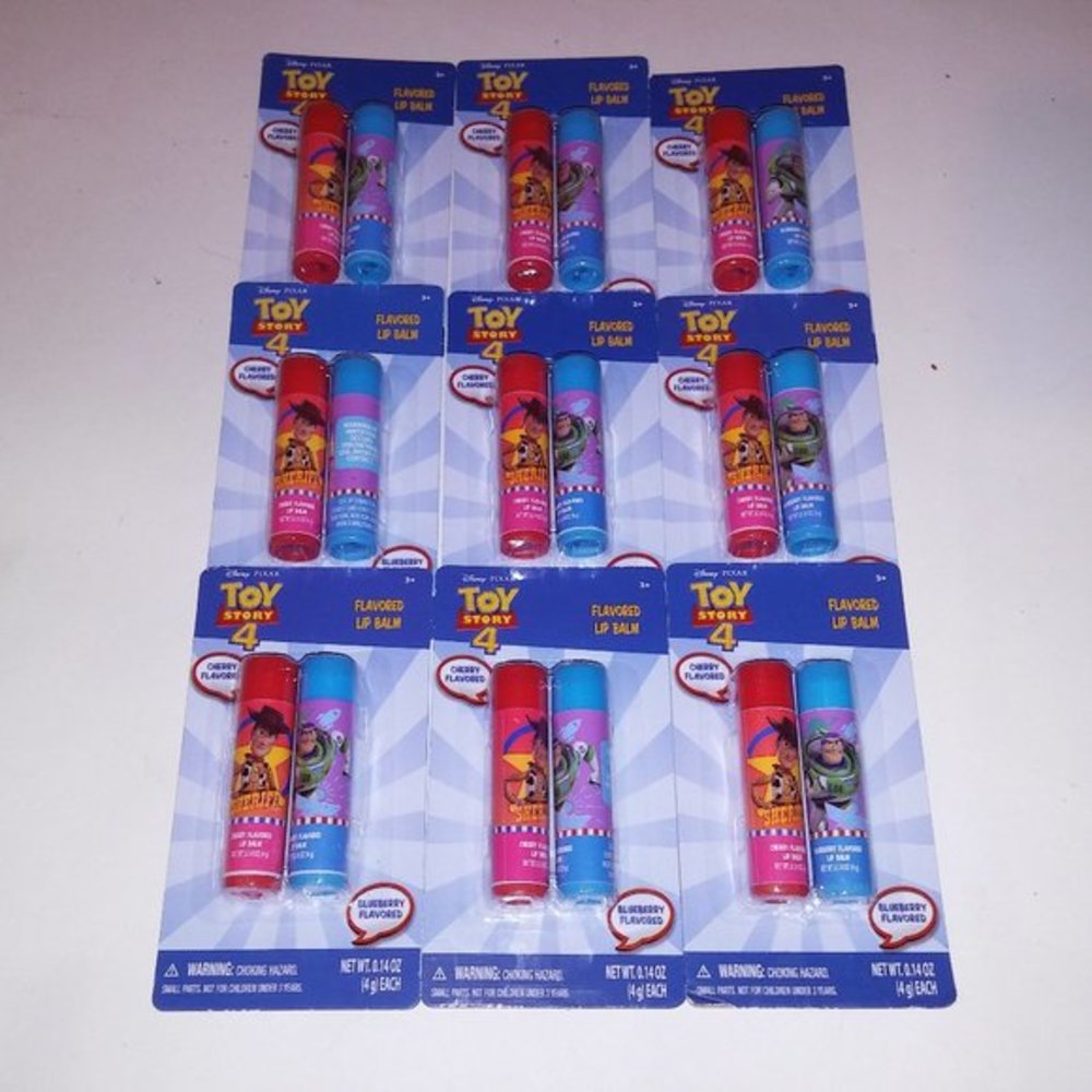 Set of 9 (2 Pack) Chapstick Party Favors Toy Story 4 Blueberry & Cherry Kids Sto